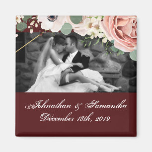 Personalized Photo Magnet Geometric Garden Wine