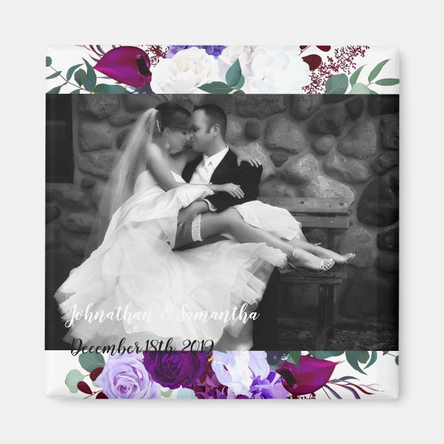 Personalized Photo Magnet Lavender Hibiscus on W (Front)