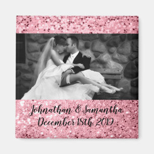 Personalized Photo Magnet Rose Gold Glitter