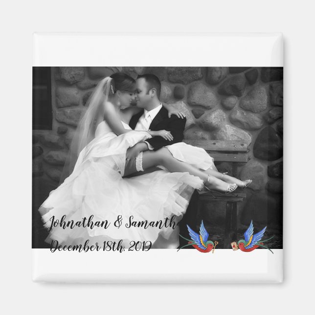 Personalized Photo Magnet Traditional Bird Tattoo (Front)