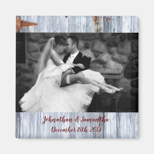 Personalized Photo Magnet White Wash Wood Barn Doo