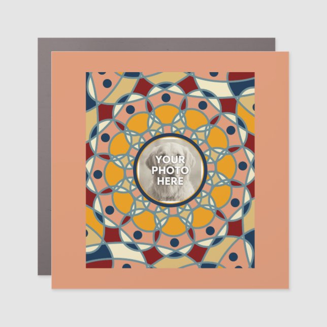 Personalized Photo Mandala Design Baby Car Magnet (Front)