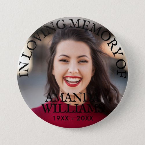 Personalized Photo Memorial Black Text Button