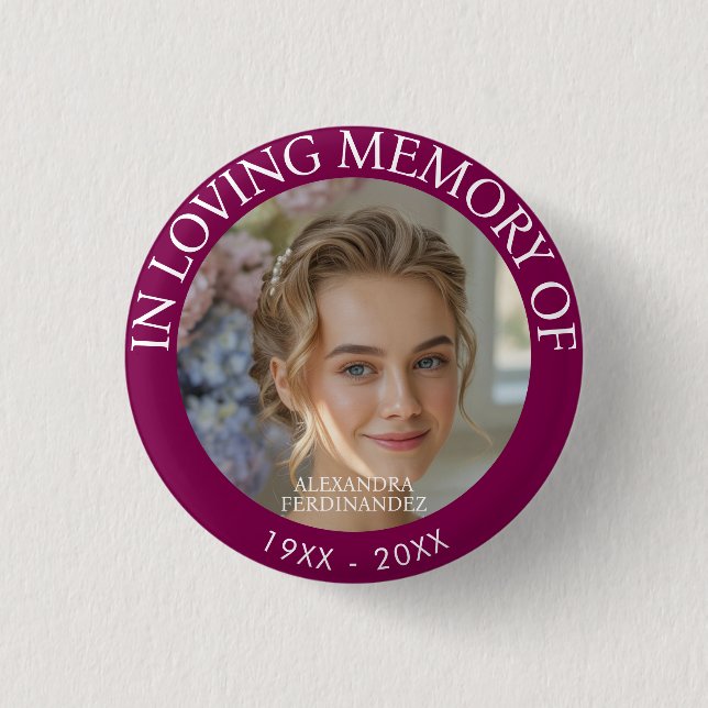 Personalized Photo Memorial Button (Front)