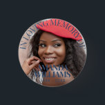 Personalized Photo Memorial Button<br><div class="desc">Personalized navy blue Photo Memorial button, a simple, chic and modern design with sophisticated serif font, custom name, date and photos, for an elegant and sophisticated look. No minimum order.</div>