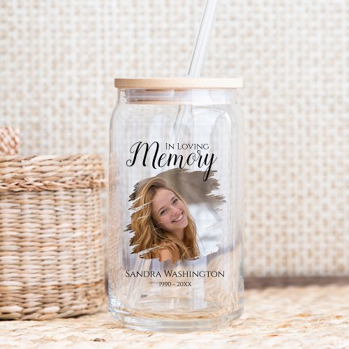 Personalized Photo Memorial Can Glass