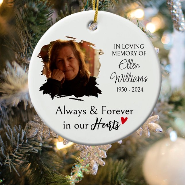 Personalized Photo Memorial Christmas Ceramic Ornament (Creator Uploaded)