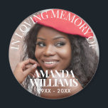 Personalized Photo Memorial elegant Magnet<br><div class="desc">Personalized Photo Memorial round magnets,  a simple,  chic and modern design with sophisticated serif font,  custom name,  date and photos,  for an elegant and sophisticated look.</div>