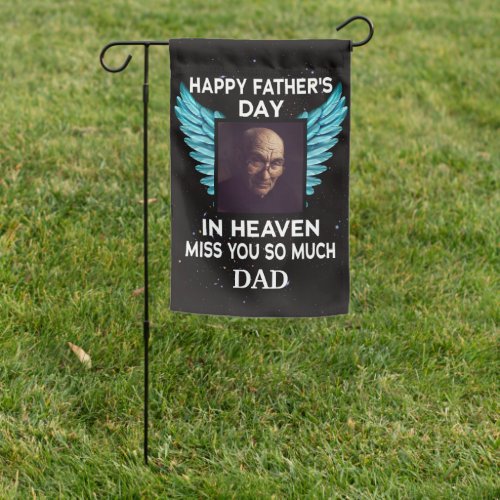 Personalized Photo Memorial Fathers Day in Heaven Garden Flag