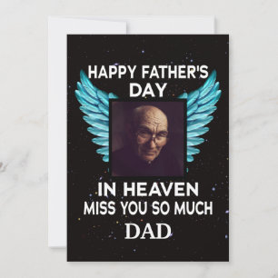 Personalized Photo Memorial Father's Day in Heaven Holiday Card