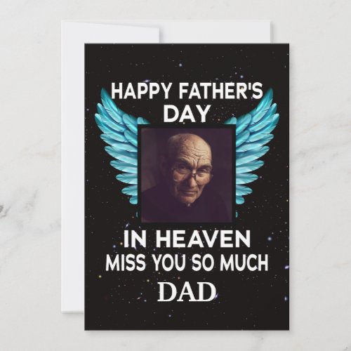 Personalized Photo Memorial Fathers Day in Heaven Holiday Card