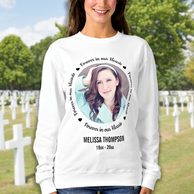 Personalized Photo Memorial Forever in our Hearts Sweatshirt (Creator Uploaded)