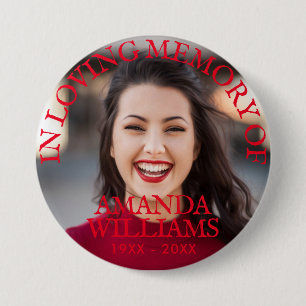 Personalized Photo Memorial Red Text Button