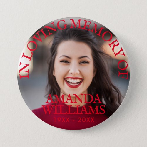 Personalized Photo Memorial Red Text Button