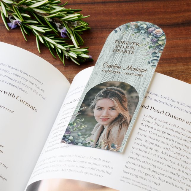 Personalized Photo Memorial Rustic Floral Bookmark (Book)