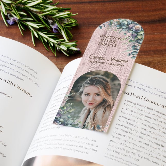 Personalized Photo Memorial Rustic Floral Bookmark (Book)