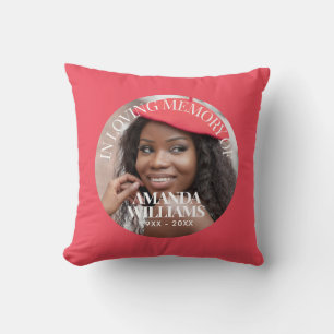 Personalized Photo Memorial Simple Red Throw Pillow