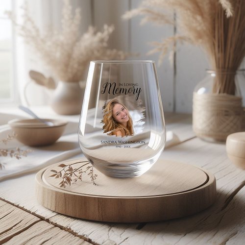 Personalized Photo Memorial Stemless Wine Glass