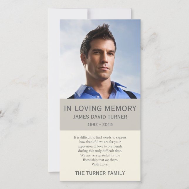 Personalized Photo Memorial Sympathy Thank You (Front)