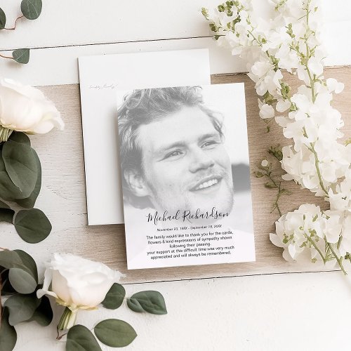 Personalized Photo Memorial Thank You Card