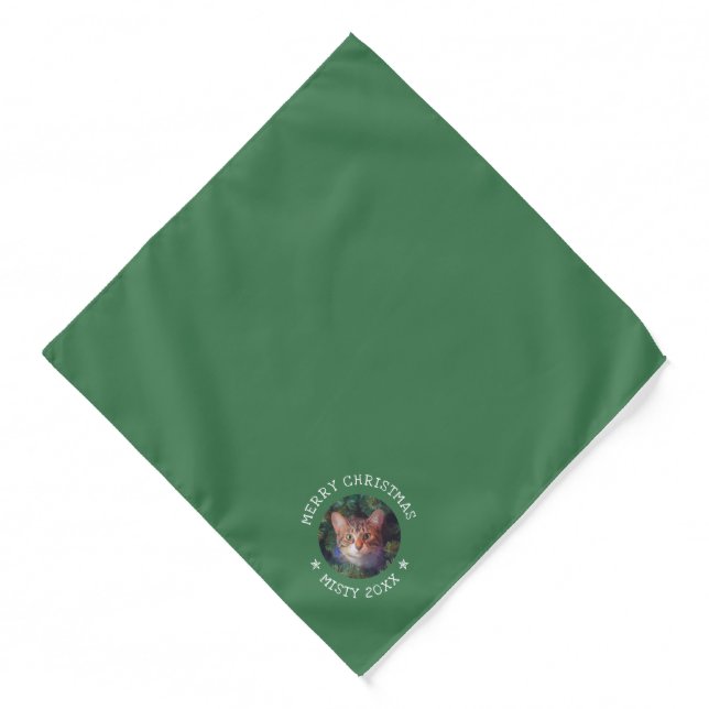 Personalized Photo Merry Christmas Cat Cute Pet Sm Bandana (Front)