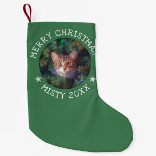 Personalized Photo Merry Christmas Cat Cute Pet Small Christmas Stocking