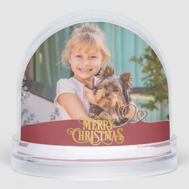 Personalized Photo Merry Christmas Custom Name Snow Globe (Front)