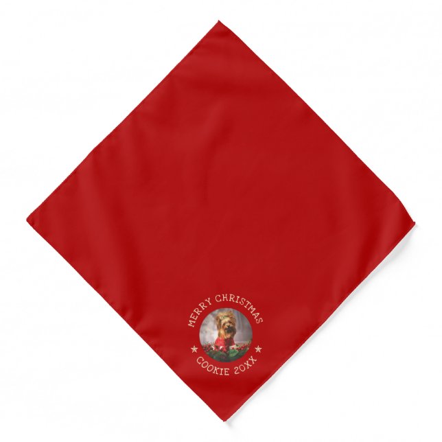 Personalized Photo Merry Christmas Dog Cute Pet Bandana (Front)