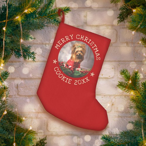 Personalized Photo Merry Christmas Dog Cute Pet Small Christmas Stocking