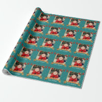 Personalized Photo Merry Christmas Holiday Green Wrapping Paper