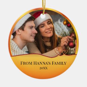 Personalized Photo "Merry Christmas" Nativity Ceramic Ornament