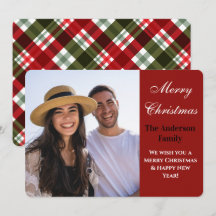Personalized Photo Merry Christmas Plaid Script