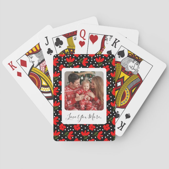 Personalized Photo & Message Floral Playing Cards (Back)