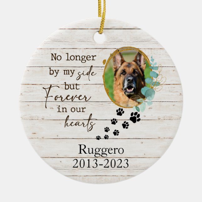 Personalized Photo & Message Pet Memorial  Ceramic Ornament (Front)
