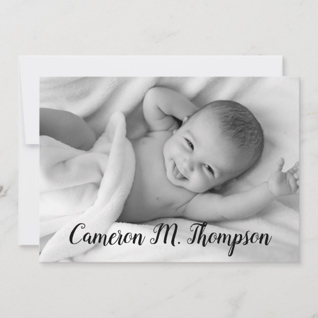 Personalized Photo Modern Baby Birth Announcement (Front)