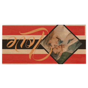 Personalized Photo Modern Double Sided Wood Flash Drive
