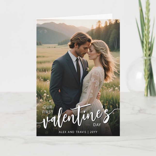 Personalized Photo Modern First Valentine's day Card (Front)