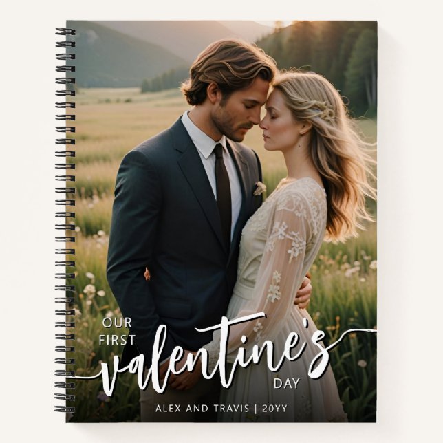 Personalized Photo Modern First Valentine's day Notebook (Front)