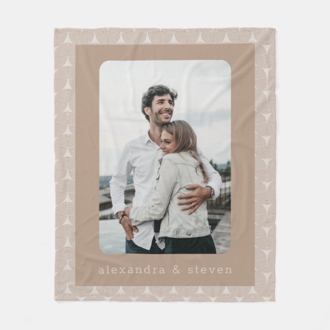Personalized Photo Modern Taupe Brown Unique Fleece Blanket (Front)