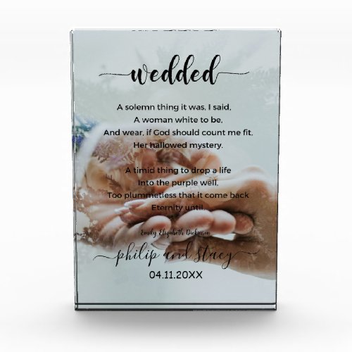 Personalized Photo Modern Wedded Poem Acrylic Award
