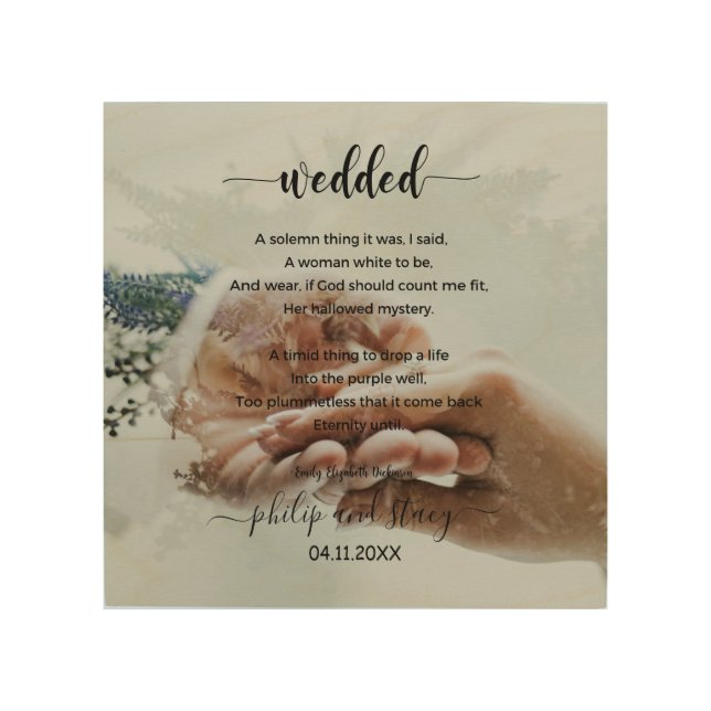 Personalized Photo Modern Wedded Poem Wood Wall Art (Front)