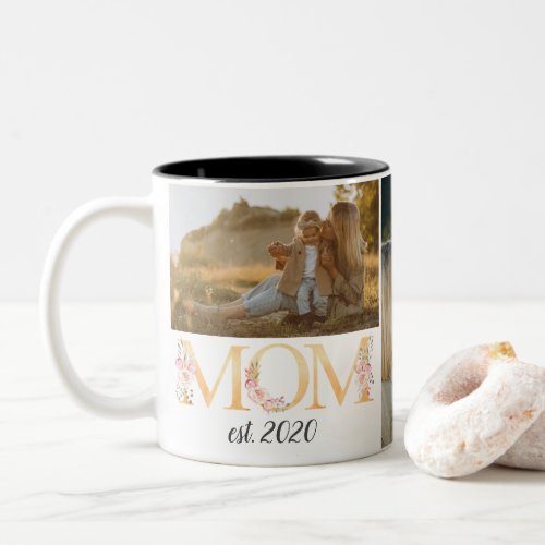 Personalized Photo Mom Floral Mug