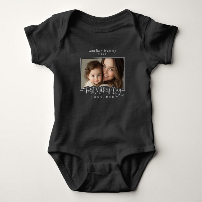 Personalized Photo Mommy + Me First Mother's Day Baby Bodysuit (Front)