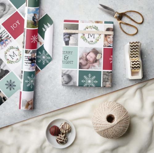 Personalized Photo  Monogram Holiday Wrapping Paper