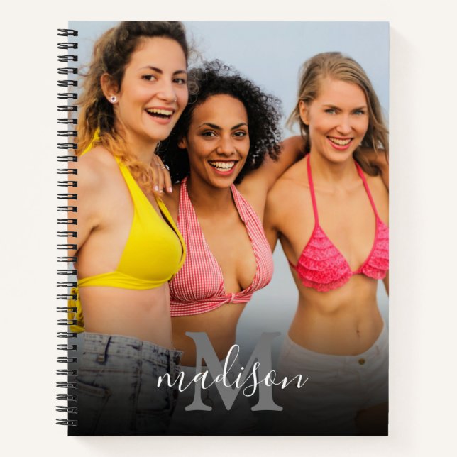 Personalized Photo Monogram Name Notebook (Front)