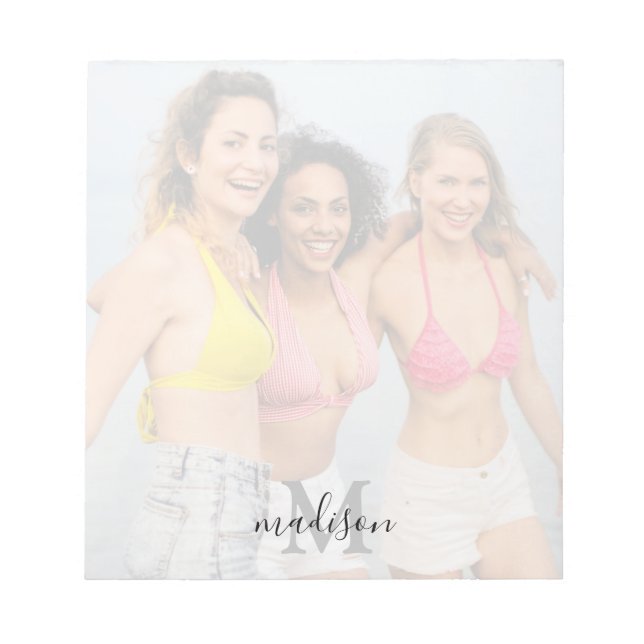 Personalized Photo Monogram Name Notepad (Front)