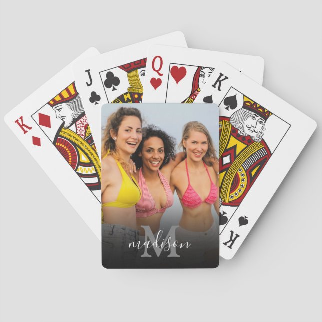 Personalized Photo Monogram Name Poker Cards (Back)