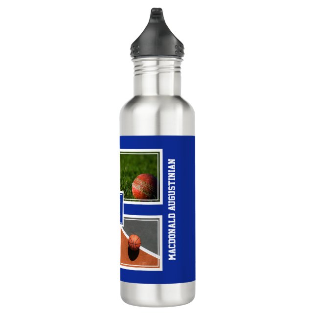 Personalized Photo Monogram SPORTS FAN Stainless Steel Water Bottle (Right)