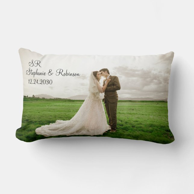 Personalized Photo Monogramed Gift  Lumbar Pillow (Front)