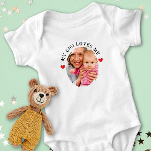 Personalized Photo My Gigi Loves Me Grandchild Baby Bodysuit
